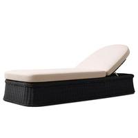 Chaise longue de jardin réglable en rotin PE avec cadre en aluminium imperméable, design moderne pour hôtel, villa, piscine