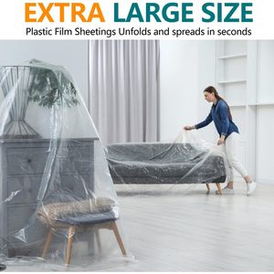 Plastico Drop Cloth 9x12 Feet 0.5MIL <b>Waterproof</b> <b>Paint</b> Protect 6 Pack - Product Image 6