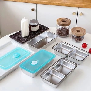 Contenedor de Almacenamiento de Alimentos de Acero Inoxidable 304, Rectangular, con Tapa de Clip, para Viajes, con Compartimentos Individuales y Dobles - Product Image 3