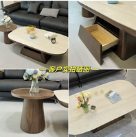 Table basse minimaliste du milieu du siècle avec plateau en pierre frittée et structure en noyer, rectangulaire, pour petit salon, nouveau style chinois