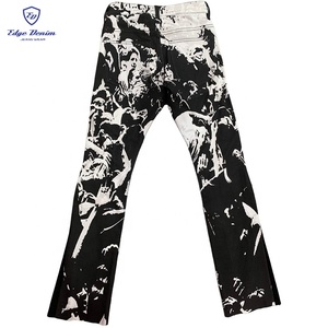 Quần Bò Đen Ống Rộng In Hình Trái Tim Cạp Cao Kỹ Thuật Số Tùy Chỉnh Cho Nam - Product Image 1