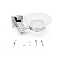 Support mural moderne et portable pour savon Metalique 50075-CR, chromé, en alliage de zinc et verre, pour hôtel, salle de sport, salle de bain et cuisine
