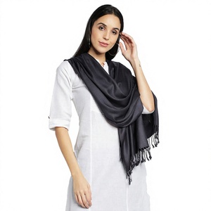 High Quality Viscose <b>Pashmina</b> Shawl for Women Girls Solid Customizable Logo Tags Long Ethnic Classic Plain Design Low Minimum - Product Image 2
