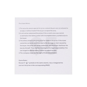 Brand Printing Supplier Free Design Maximum Prize <b>Tickets</b> Matte Paper Digital Printing Lottery Scratch Card - Product Image 3