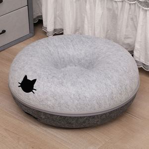 Funny Warm Simple Cute Little Cat <b>Bed</b> Cat Hole Tunnel Nest <b>Bed</b> Detachable Felt Material Washable Funny Cat Donut Tube Toy <b>Bed</b> - Product Image 2