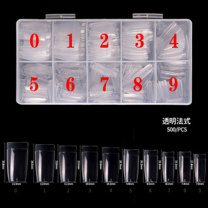 Superventas 500 unids/caja <span class=keywords><strong>Uñas</strong></span> postizas acrílicas Embalaje Cubierta completa <span class=keywords><strong>Uñas</strong></span> postizas francesas transparentes/naturales para puntas de <span class=keywords><strong>uñas</strong></span> de salón - Product Image 6