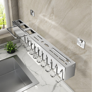 Porte-couteaux mural multifonctionnel moderne en acier inoxydable et <span class=keywords><strong>cage</strong></span> à baguettes, support de rangement de cuisine sans perçage - Product Image 3