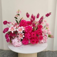 Arrangement floral artificiel fait main, roses rouges et roses, fleurs de mariage, centre de table de 70 cm, arrangement floral