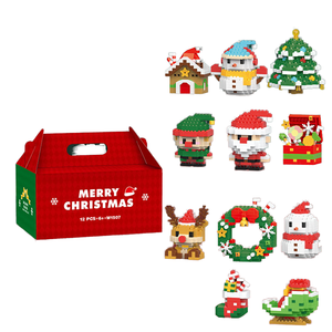 ของขวัญคริสต์มาสสำหรับเด็ก-บล็อกตัวต่อขนาดเล็กลายการ์ตูนของเล่นซานตาคลอสตุ๊กตาหิมะถุงเท้าต้นไม้ - Product Image 1