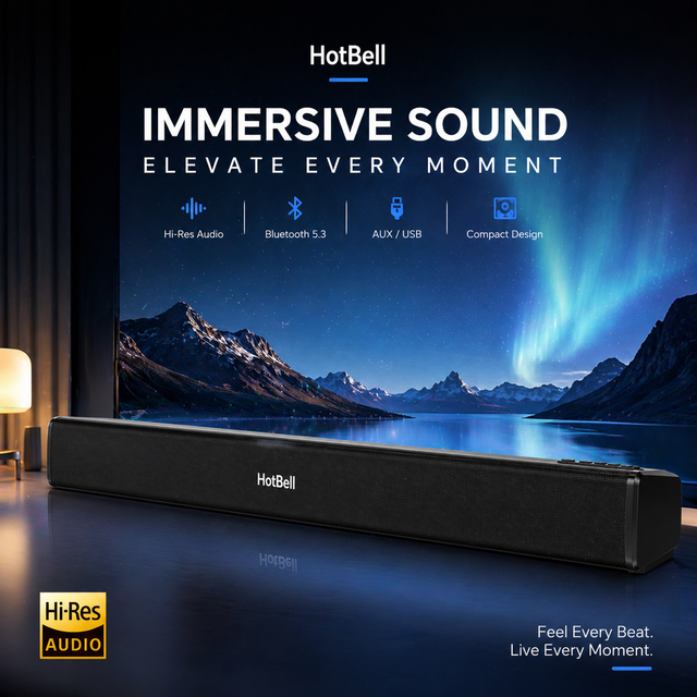 Hotbell HBLS490 Home Theater Soundbar Speaker Wireless TV Sound Bar Surround Stereo Audio for Living Room Projector System