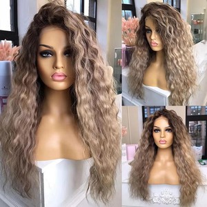 Perruques blondes ombrées brun clair, perruques à fermeture frontale en dentelle 13x4, cheveux humains pré-épilés, cheveux vierges brésiliens non traités, perruques bouclées sans colle - Product Image 5