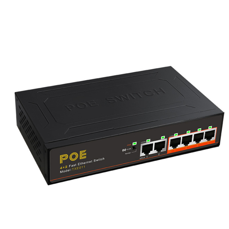 Для ip камеры poe NVR промышленный разделитель poe ethernet 10/100 250 метров Встроенный блок 48V 100 Мбит/с 4 + 2 коммутатор питания через ethernet 4 порта