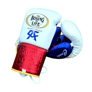 Gants de boxe No Boxing No Life, rouge et or, lacés, pour entraînement, fabriqués au Pakistan, pour adulte, en cuir de vachette respirant, personnalisables. - Product Image 1