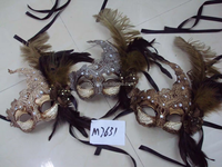 Masque de fête Halloween Mardi Gras Masque de mascarade strass plumes dentelle Carnaval