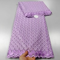 Tissu africain en pur coton brodé de couleur unie pour le commerce transfrontalier, dentelle sèche de haute qualité