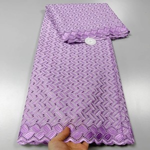 Bordado de algodón de color sólido de comercio exterior transfronterizo tela africana de encaje seco de alta calidad Tissu Africain en PUR Coton - Product Image 2