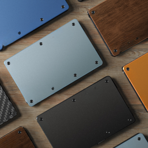 Portefeuille minimaliste ultra-fin en aluminium avec blocage RFID, porte-cartes de crédit fin, portefeuille en métal en fibre de carbone pour hommes - Product Image 1