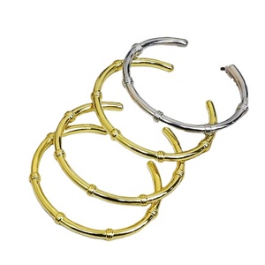 Unisex Colarmix 18K Gold Plated Bamboo-Patterned Polished Punk Style Wedding Chunky Cuff <b>Bangle</b> - Product Image 5