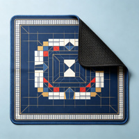 Tapis de Mahjong pour patinage sur glace, bleu clair, imprimé flocon de neige, antidérapant, en microfibre, tapis de table de Mahjong américain pour 4 joueurs