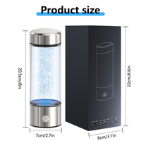 Bouteille d'hydrogène en acier inoxydable et verre borosilicate de 420 ml avec logo personnalisé, couvercle anti-fuite, design innovant, adaptée aux adultes