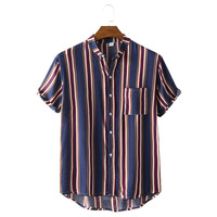 Chemise à manches mi-longues pour hommes, en coton et lin, col montant, nouvelle collection, printemps et été, style décontracté