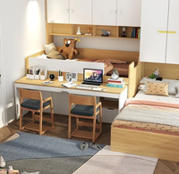 Lit superposé pour enfants avec armoire intégrée, meuble latéral multifonctionnel, lit de rangement, design minimaliste moderne, bois massif