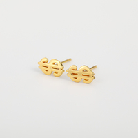 Boucles d'oreilles clous en laiton plaqué or 14 carats et argent, forme dollar, tendance, pour fêtes, bijoux d'oreille à la mode, faible MOQ, vente en gros usine