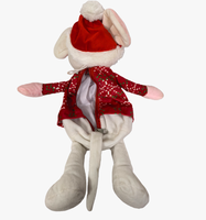 Nouveau design : Sac en peluche souris en coton PP, vêtu de vêtements rouges et d'un chapeau de Noël, adorable sac à bonbons en tissu