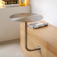 Table basse ronde murale en acier inoxydable, table d'appoint flottante peu encombrante pour café et maison