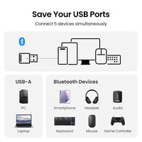Free Driver BT V5.3 USB BT Dongle, receptor adaptador BT, Plug & Play de baja latencia Compatible con Windows 11/10/8.1/7 para computadora