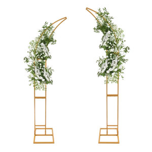 Ensemble de supports d'arche métallique pour toile de fond, 2 arches florales courbes, cadre écologique pour scène de mariage, cérémonie et anniversaire - Product Image 1