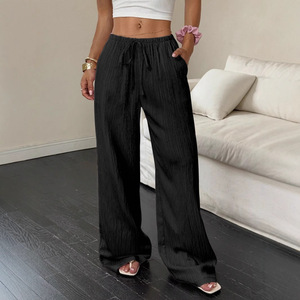 Nuova Collezione Primavera-Estate 2026 <span class=keywords><strong>di</strong></span> <span class=keywords><strong>Pantaloni</strong></span> Casual in Tinta Unita con Gamba Dritta e Vita Elastica <span class=keywords><strong>per</strong></span> Donne - Product Image 3