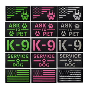 Bagliore colorato nel buio chiedi di accarezzare il cane di servizio Patch cane di servizio Patch di K-9 verde bandiera rosa Patch per la borsa tattica uniforme - Product Image 1