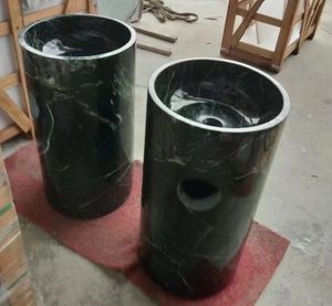 Lujo Natural Verder Alpi verde mármol piedra <span class=keywords><strong>baño</strong></span> fregadero Hotel hogar independiente mármol <span class=keywords><strong>lavabo</strong></span> cilindro Pedestal fregadero - Product Image 4