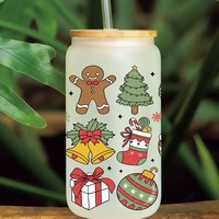 Transferts UV DTF pour gobelets 16oz, motifs Noël, femmes noires priant, Père Noël et bonhomme de neige de dessin animé, autocollants DTF