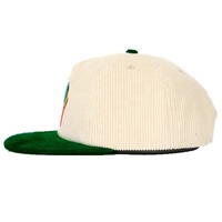 5 panneaux broderie couronne basse facture plate personnalisée en gros deux tons velours côtelé snapback chapeau