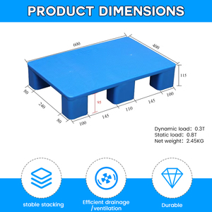 9 Feet Flat <strong>Plastic</strong> <strong>Pallet</strong> 600*400*115mm Durable Heavy Duty Square Single Faced Storage Cheap Large <strong>Pallets</strong> - Product Image 2