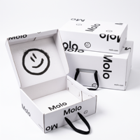 Boîte en carton ondulé personnalisée avec logo imprimé en gros, boîte d'expédition pliable avec poignée pour chaussures et chaussettes