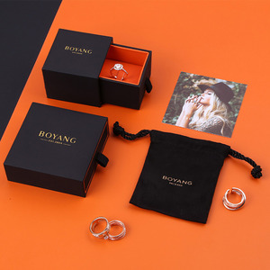 Boyang Factory Wholesale Price Paper <b>Drawer</b> Sliding Western <b>Small</b> Jewelry Box Packaging - Product Image 2