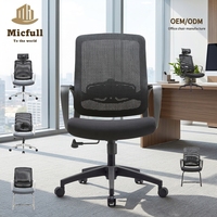 Chaise de bureau de travail d'ordinateur de maille noire avec le soutien lombaire et les roues