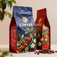 Sachet Doypack à fond plat, imprimé sur mesure, résistant à l'humidité, refermable, avec fermeture éclair, scellé sur huit côtés, pour bonbons, café et protéines de lactosérum