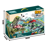 Cadeau pour garçons et filles, assemblage réaliste du monde des dinosaures, course sur route, pont, rampe, ensemble de Train Double, voiture électrique, Rail, jouet