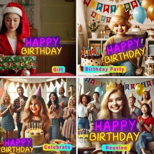 Happy Birthday Neon LED Dimmable USB Powered Ambient <b>Light</b> Store <b>Window</b> Decoration <b>Light</b> Street Indicator <b>Light</b> Landscape <b>Light</b> - Product Image 3