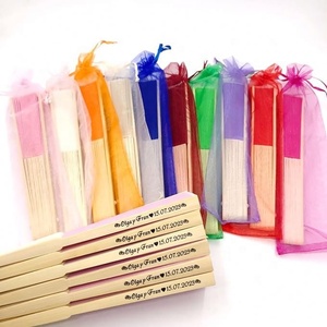 Éventail à main avec impression personnalisée et logo de 21cm pour l'été pour mariage Éventail à main en bambou à cadeau promotionnel - Product Image 5