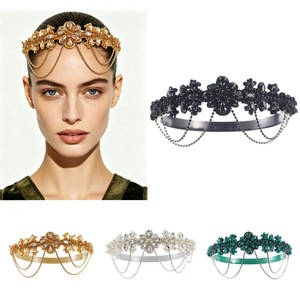 Vintage Rhinestone <b>Beaded</b> Tassel <b>Headband</b> Women Great Gatsby Flapper Hair Band Roaring 20s Party Costume Headpiece - Product Image 1