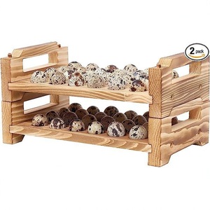 Wooden Quail Egg Rack 2 Tier Stackable Countertop <b>Storage</b> <b>Tray</b> Pine Wood Patina Rectangle Shape Food Container - Product Image 2