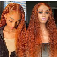 Perruque brésilienne dentelle frontale naturelle, cheveux vierges, ondulés, HD, pour femmes africaines