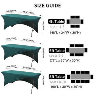 Rectangular Tablecloths Stretch Polyester <b>Table</b> <b>Covers</b> 6 ft for Parties, Trade Shows, Banquet, Weddings <b>Table</b> Cloths for Events - Product Image 2