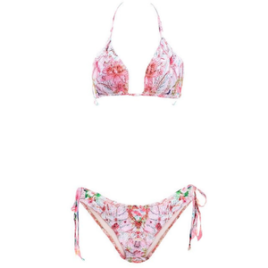 Set Bikini HDJ con Stampa Floreale, Top Halter e Slip con Laccetti Laterali, Taglie 44 46 48, Costume da Bagno Donna - Product Image 4