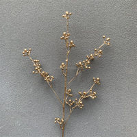 A-346 Simulation En Plastique Plante Artificielle Mousse Dorée Fruits Feuille D'or Banyan Feuilles Bouquet De Fleurs pour La Décoration De Noël